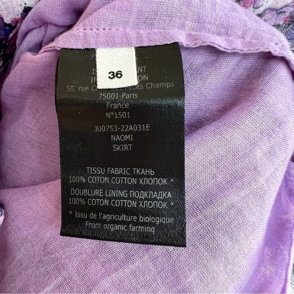 Isabel Marant Etoile Naomi Smocked Ruffle Tier Floral Mini Skirt Violet Multi 36 - Picture 4 of 5
